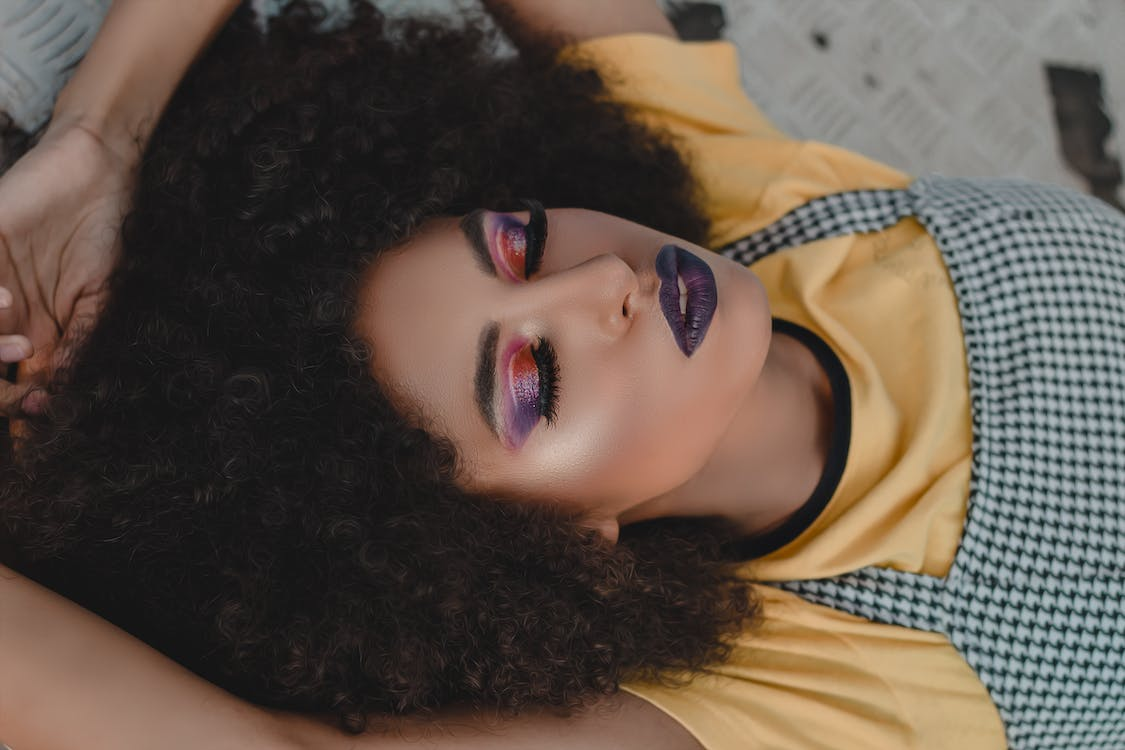 A woman with eye makeup