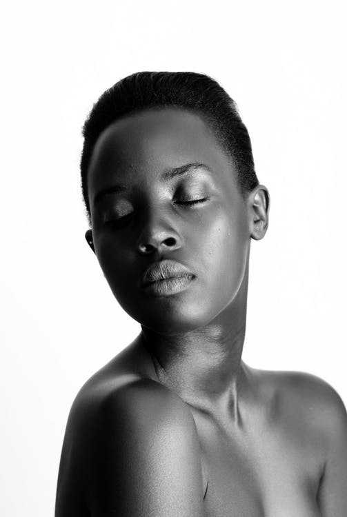 A model with flawless moisturized skin